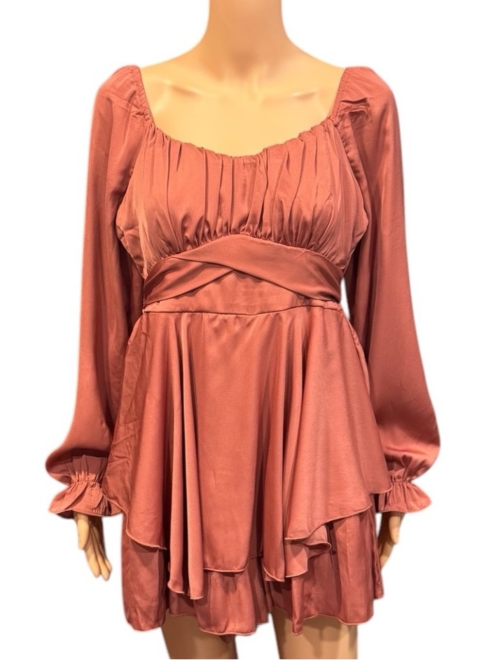 NWOT ALLISON & KELLY Long Sleeve Layered Ruffle Hem Fit & Flare Romper Medium